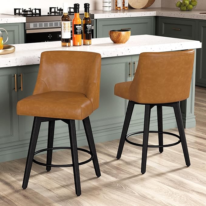 Counter Height Bar Stools Set of 6, Modern Swivel Barstools - Image 9