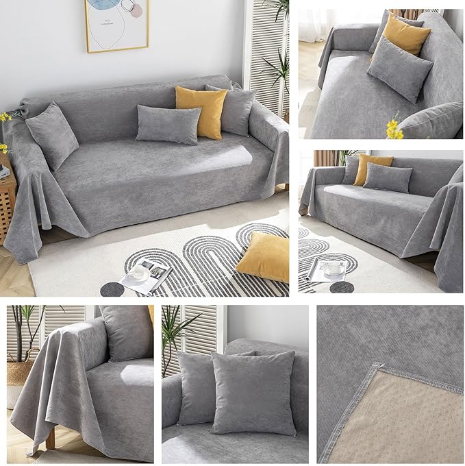 STACYPIK Thick Waterproof Grey Sofa Cover Couch Cover, Anti Slip Loveseat Covers - Image 9