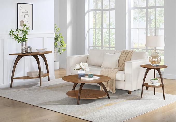 Martin Svensson Home LAX Two-Tone 20-Inch Caramel Brown Round Wood End Side - Image 10