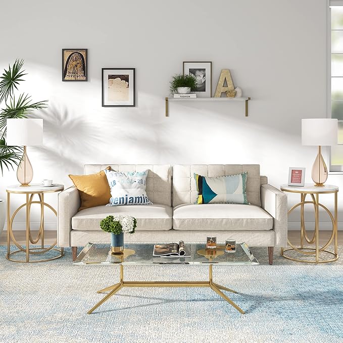 Tribesigns Round End Table for Living Room Set of 2, Modern Marble Side Table - Image 8