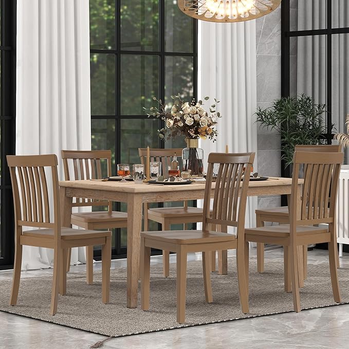 COLAMY Wooden Dining Chairs Set of 6, Solid Rubberwood Kitchen & Dining Room - Image 2