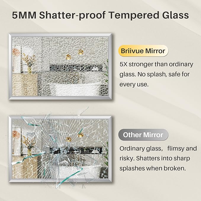 55x36 Inch Silver Bathroom Mirror - Image 7