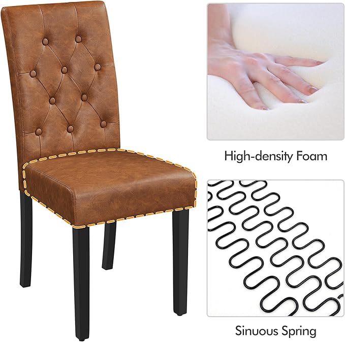Yaheetech Dining Chairs Set of 6 Modern Style Faux Leather Dining Room Chairs - Image 6