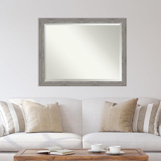 Amanti Art Grey Wall Mirror 35x45 Regis Barnwood Grey Rectangle Bathroom Mirror - Image 5