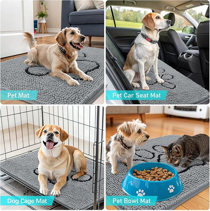 OLANLY Door Mat for Muddy Dog Paws 36x24, Ultra Absorbent Chenille Mud Doormat - Image 7