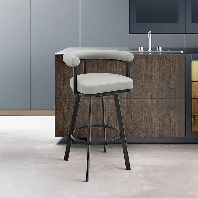 Armen Living Magnolia Swivel Bar Stool in Black Metal - Image 2