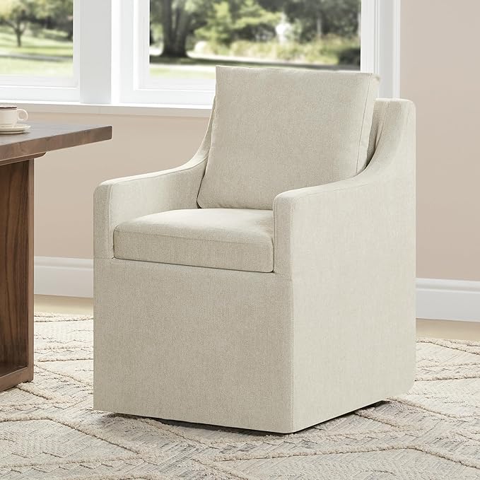 Upholstered Dining Chairs with Casters Washable Cover Side Deskchair with by Kislot