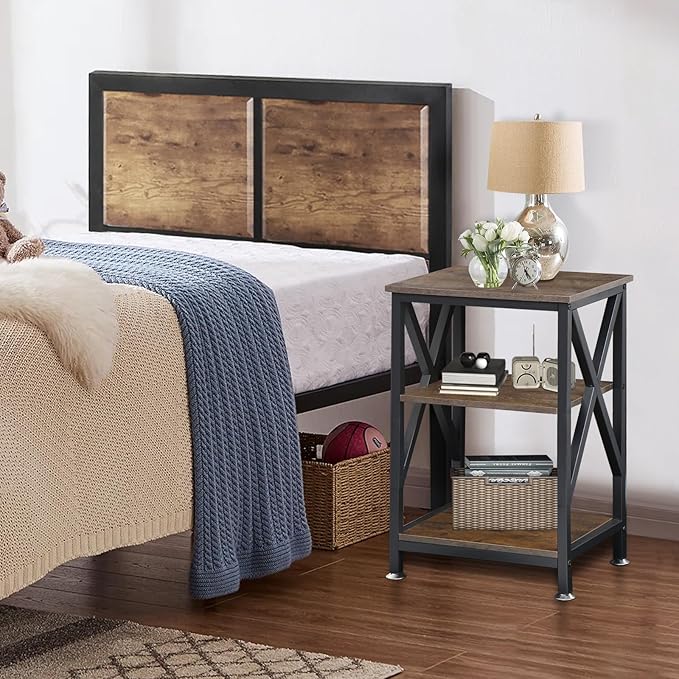 End Tables with Storage Shelf, Small Side Table 3-Tier, End Tables Living Room - Image 9