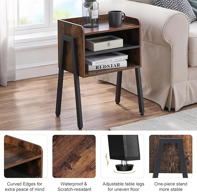 VECELO Nightstand Set of 2, Industrial End Table, Bedside Table - Image 7