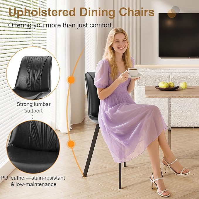 Upholstered Dining Chairs Set of 2, Modern Kitchen & Dining Room Chairs - Image 5