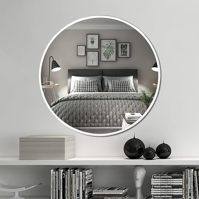 FrameWorks 20" Deluxe Contemporary White Circular Aluminum Mirror - Image 4