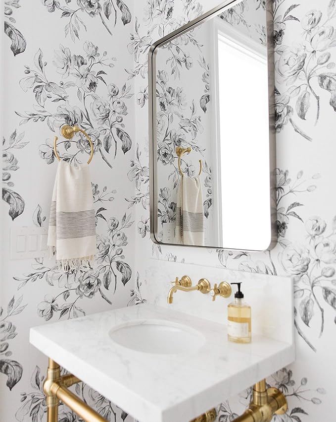 TEHOME 20x30 Brushed Nickel Bathroom Mirror Rounded Rectangle Brushed Silver - Image 3