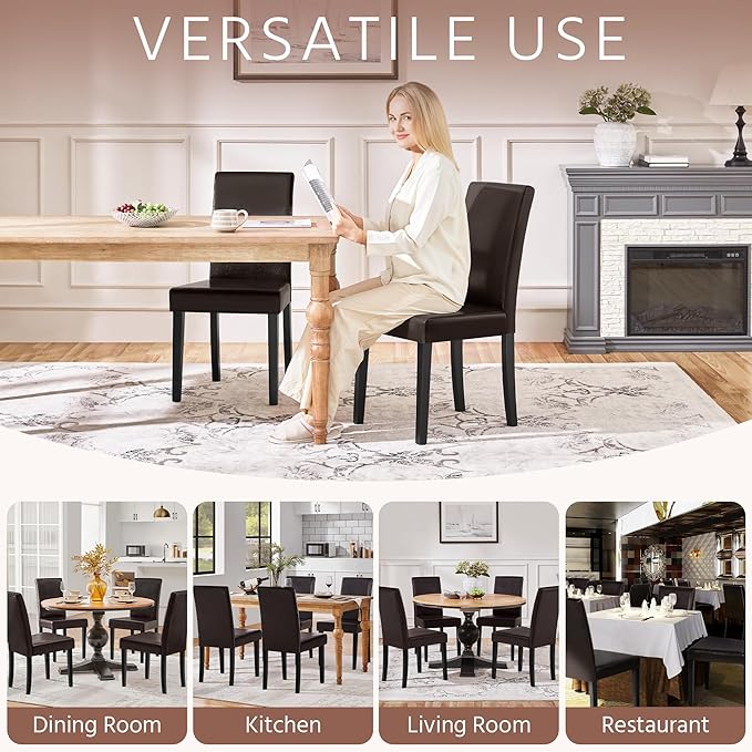 Yaheetech Dining Chairs Set of 6 Faux Leather Modern Dining Room Chairs - Image 7