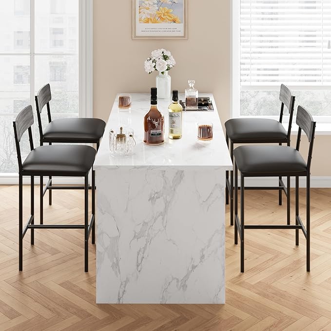 GarveeHome Bar Stools Set of 4, Upholstered Counter Height Bar Stools - Image 3