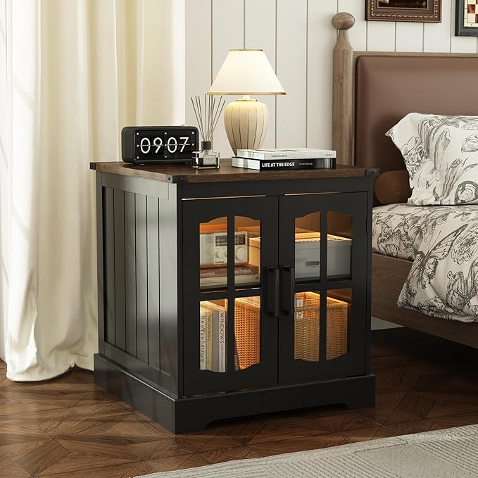 ChooChoo Farmhouse End Table Set of 2, Square Bedside Table - Image 7