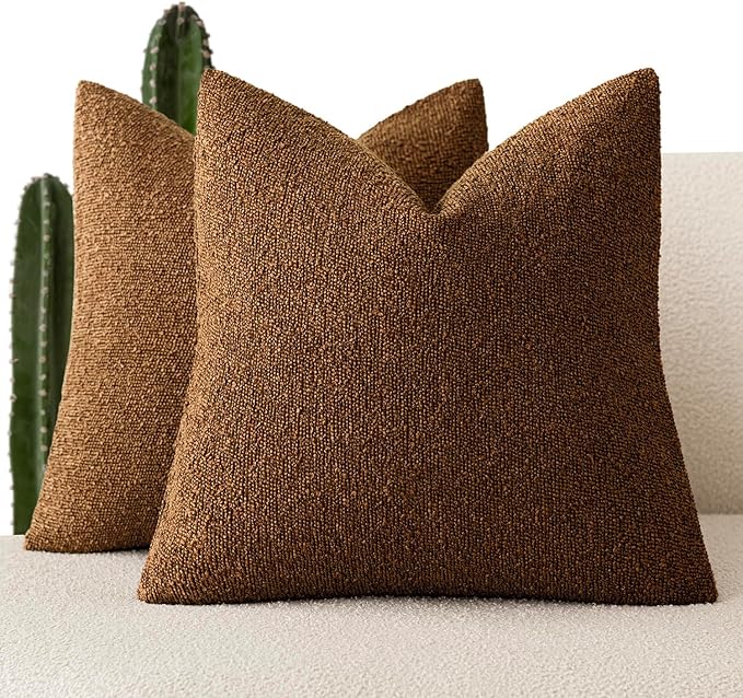 Foindtower Pack of 2 Modern Textured Boucle Throw Pillow Covers Accent Solid by Foindtower
