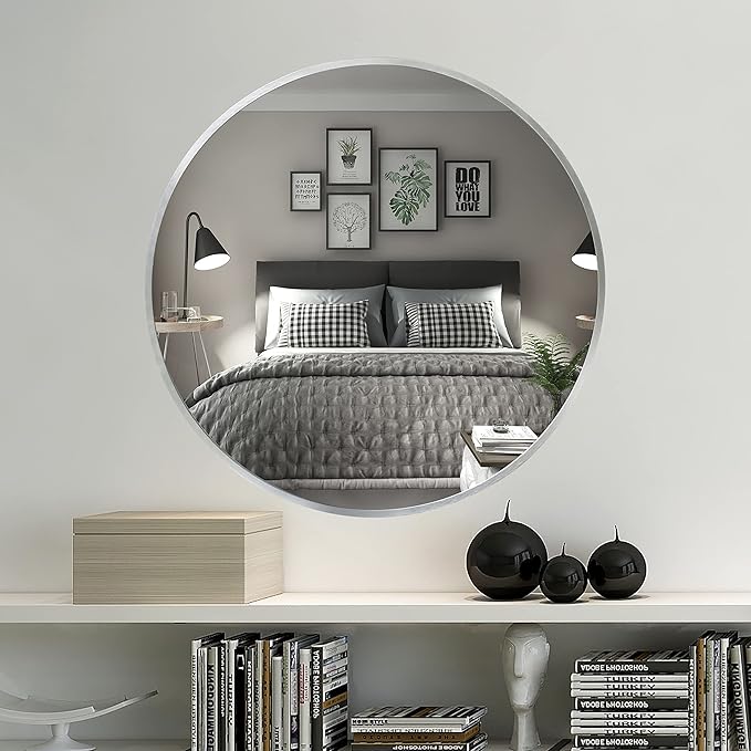 FrameWorks 20" Deluxe Contemporary Silver Circular Aluminum Mirror - Image 4