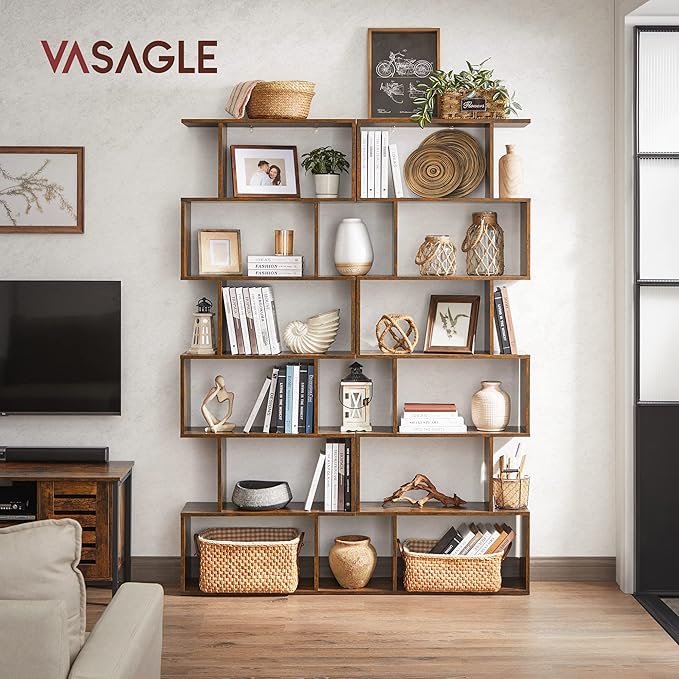 VASAGLE Bookshelf, 6-Tier Bookcase, Tall Display Shelf, Freestanding Storage - Image 2