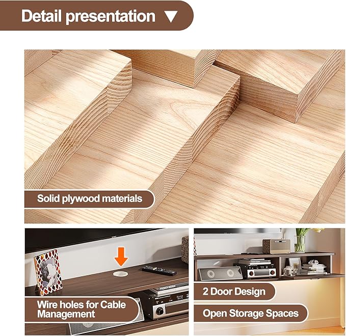 Floating TV Stand with 2 Doors, Floating TV Cabinet, Floating Console Shelf - Image 8