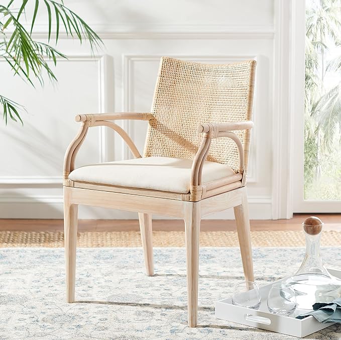 SAFAVIEH Home Collection Gianni Natural Wash/White Cushion Living Dining Room - Image 3