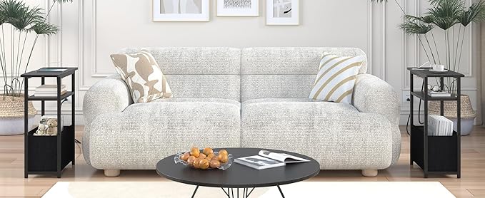 Narrow Side Table with Charging Station Set of 2, Small End Table - Image 7