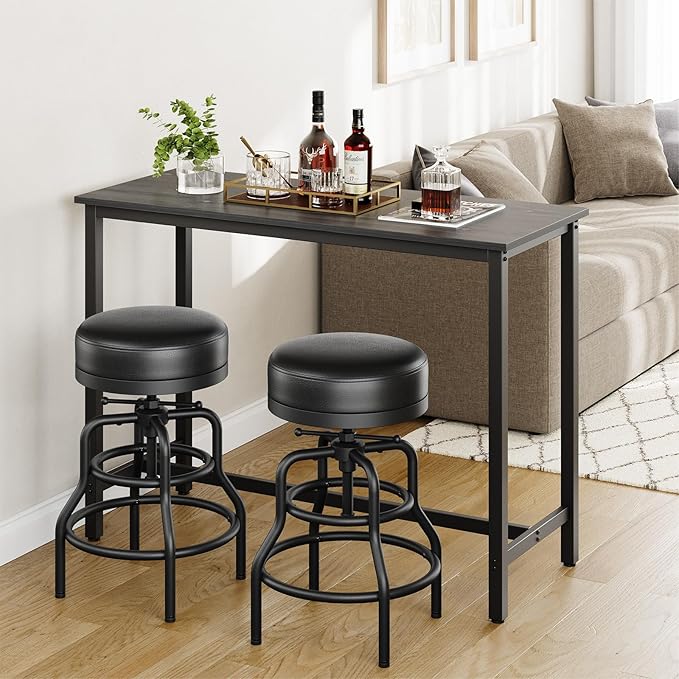 Adjustable Height Swivel Bar Stool, 22-29 Inch Industrial Vintage Bar Counter - Image 8