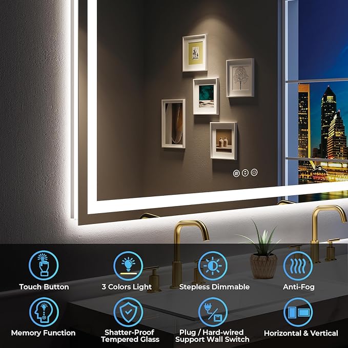 55x30 Inch LED Bathroom Mirror - Image 2