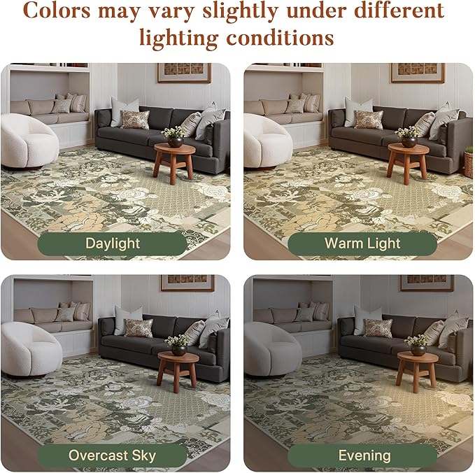 GENIMO Area Rug 2x3 Doormat, Machine Washable Low Pile Rugs, Small Floral - Image 6