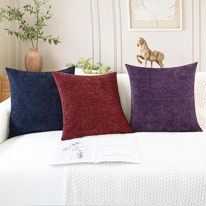 CaliTime Throw Pillow Covers Decorative 26 X 26 Inches Pack of 2 Cozy Chenille - Image 5