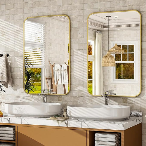 20 x 28 Inch Bathroom Mirror, Rounded Rectangular Vanity Mirror - Image 2