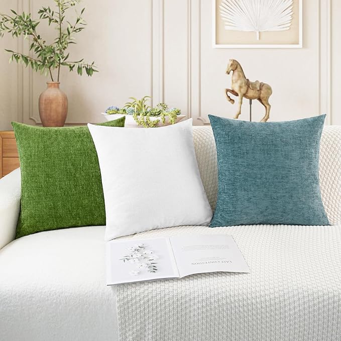 CaliTime Throw Pillow Covers Decorative 24 X 24 Inches Pack of 2 Cozy Chenille - Image 5
