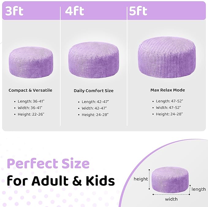 HABUTWAY 3FT Bean Bag Chair, Memory Foam Beanbag Chair - Image 2