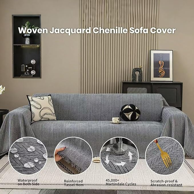 Nobildonna Sofa Chair Cover Waterproof Soft Thicken Chenille Cushion Couch Cover - Image 4