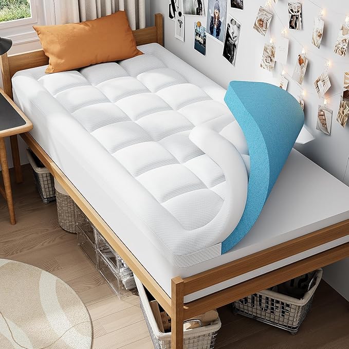 ELEMUSE Twin Size Dual Layer 3 Inch Memory Foam Mattress Topper, 2 Inch Cooling by Elemuse