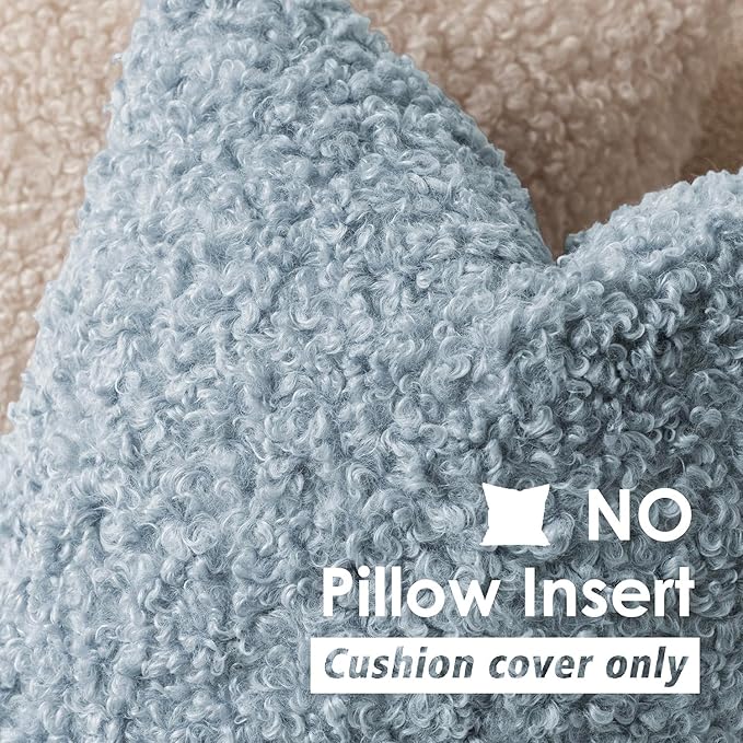 Foindtower Set of 2 Curly Teddy Wool Pillow Covers Decorative Boucle Textured - Image 3
