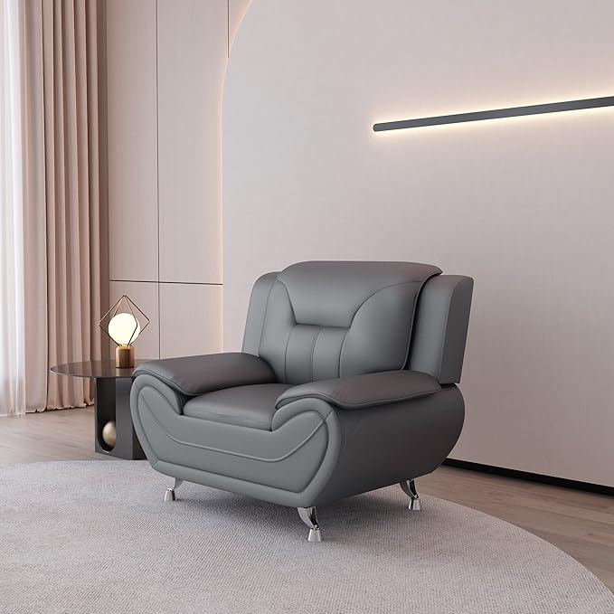 Container Furniture Direct Michael Modern Faux Leather Upholstered Stainless - Image 2