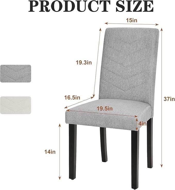 VECELO Upholstered Dining Chairs Set of 6, Fabric Wood Legs High Back - Image 3
