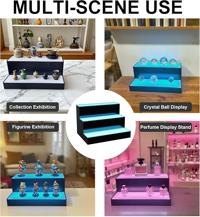 MESAlLUP Acrylic 30 Inch 2 Tier High Light LED Liquor Bottle Display Shelf - Image 7