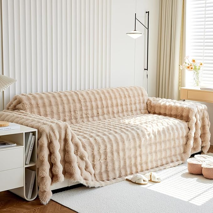 Soft Warm Faux Fur Sofa Cover Thick Shaggy Fuzzy Sectional Couch Cover Plush - Image 3