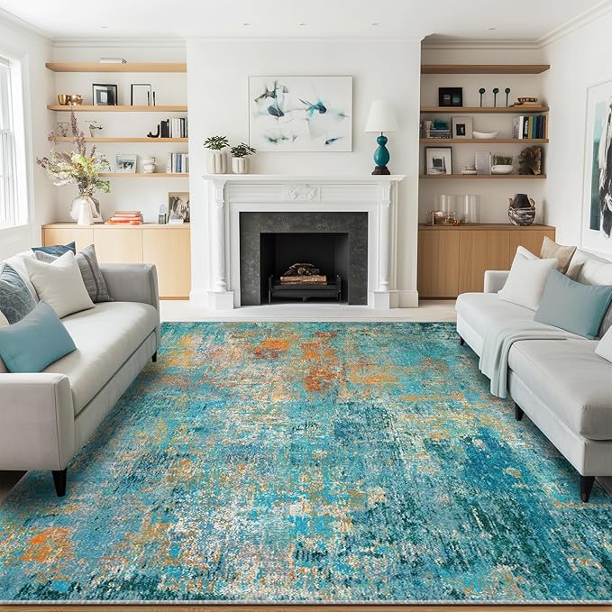 Washable Area Rugs 5'x7' Non-Slip Modern Abstract Soft - Image 2