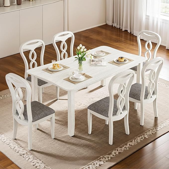 7-Piece Solid Wood Dining Table Set by Peatuk