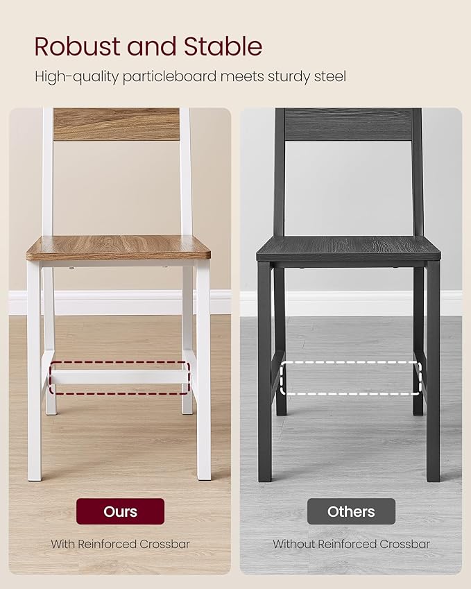 VASAGLE Dining Chair Set of 2, Rustic Wood Chairs - Image 5