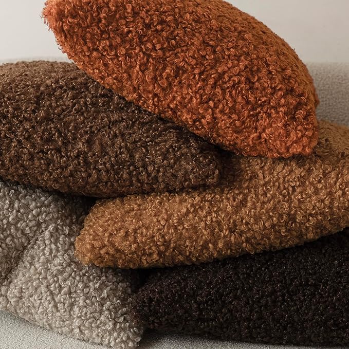 Foindtower 2 Pieces 18x18 Inch Burnt Orange, Faux Fur Throw Pillow Cover Accent - Image 6