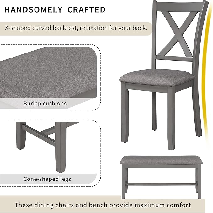 SogesPower 6-Piece Kitchen Dining Table Set - Image 6