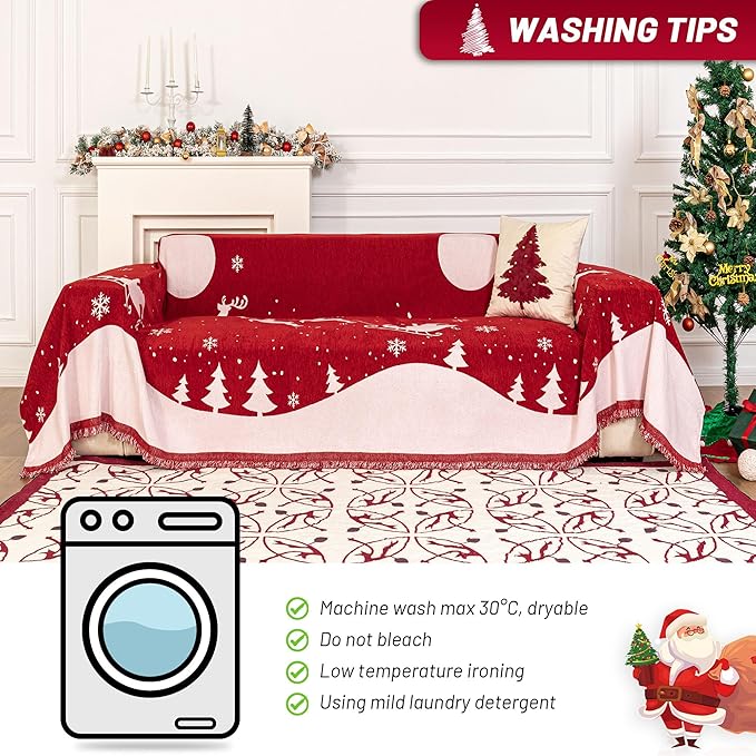 MYSKY HOME Christmas Couch Cover, Washable Pet Couch Covers - Image 5