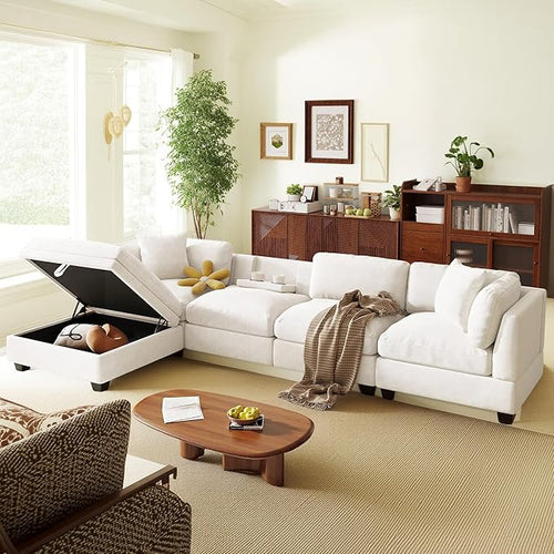 127.6 Inch 5-Seat Modular Convertible Sectional Sofa by Unknown