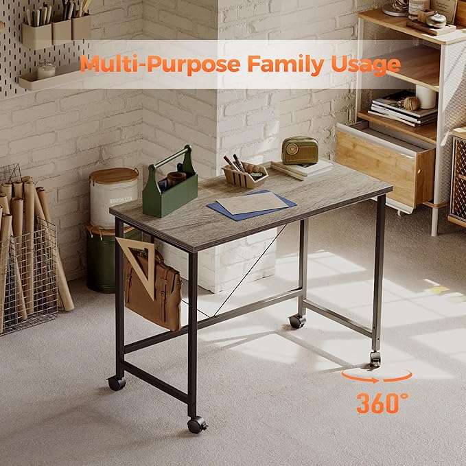 Rolling Computer Desk with Wheels, Gaming Desk - Image 8
