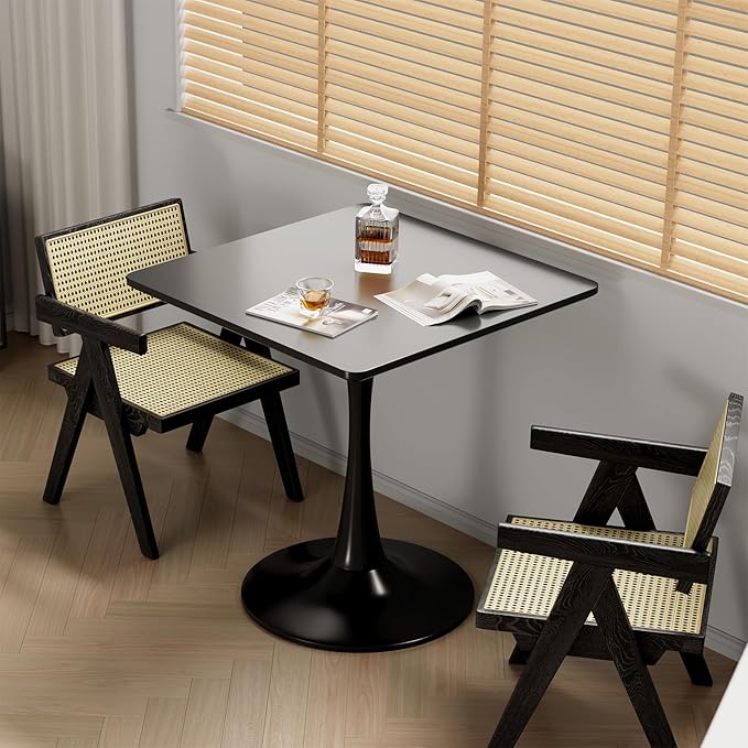 24" Black Tulip Table for Kitchen, Small Square Dining Table for 2 Person - Image 7