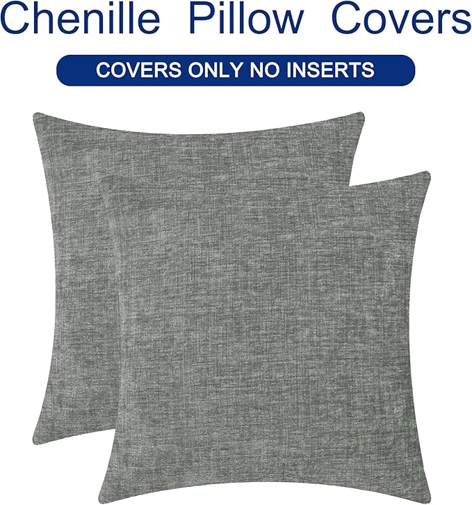 CaliTime Throw Pillow Covers Decorative 24 X 24 Inches Pack of 2 Cozy Chenille - Image 6