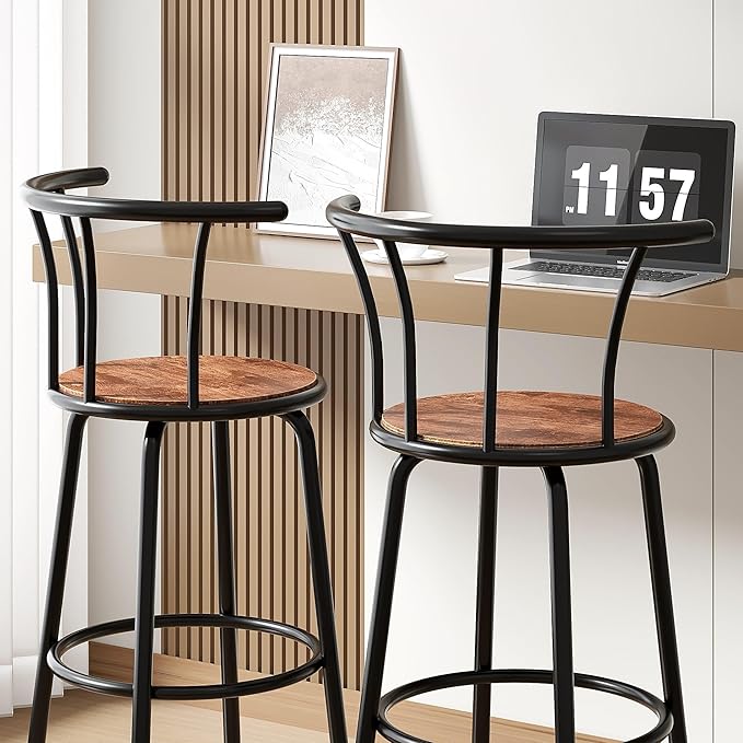VECELO Bar Stools Set of 2, Swivel Counter Stools - Image 7